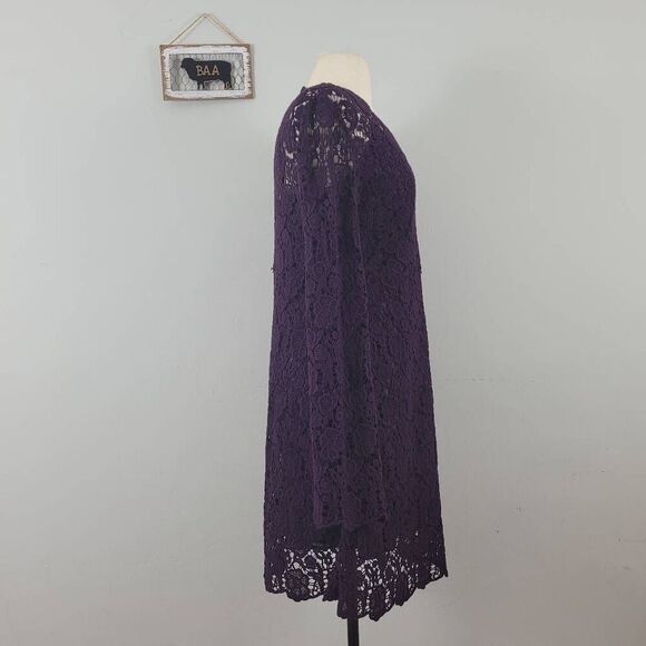 Diane Von Furstenberg Hippolyte Crochet Lace Mini Dress Sz 6 Purple‎ Cotton Silk - Picture 2 of 10